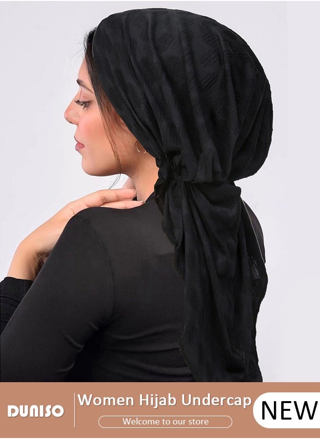 DUNISO Women Under Scarf Hijab Cap  Islamic Muslim Under Hijab Cap  Back Closure Fashionable Solid Color Headwraps Lightweight Turban Beanie Cap Underscarf Hijab Cap  for Women Girls  - Image 1