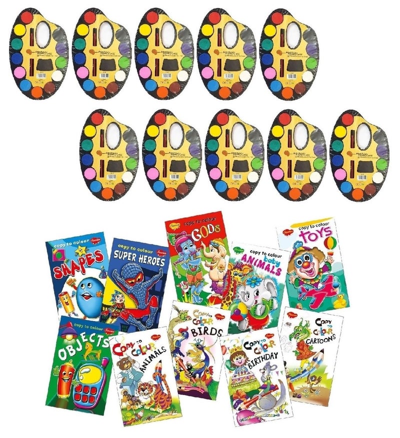 GOTEO Set of 10 Water Colour Painting Kit Return Gifts for Kids Age 610 Birthday Return Gifts for Kids Party for Boys and Girls of All Age Group