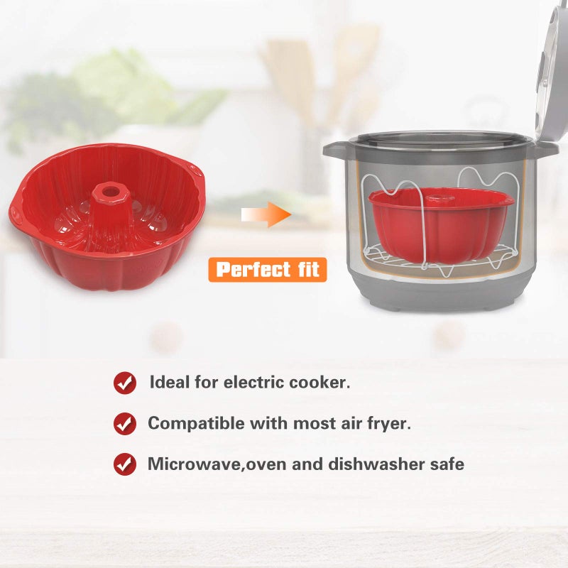 SILIVO Nonstick Fluted Cake Pans (2 Pack) - 7 inch Silicone Cake Pans for Jello, Monkey Bread and Bunte cake - Image 2