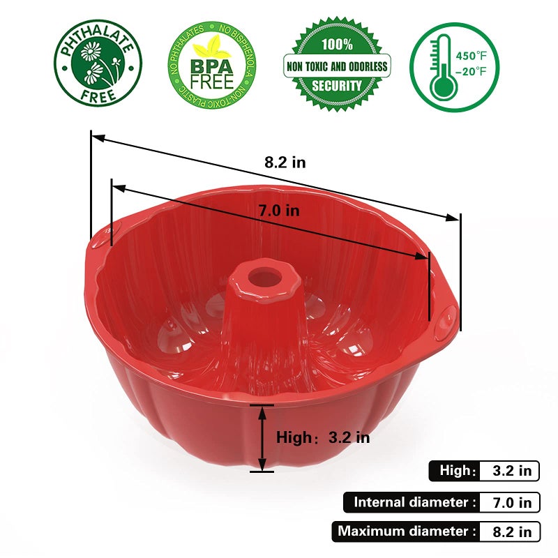 SILIVO Nonstick Fluted Cake Pans (2 Pack) - 7 inch Silicone Cake Pans for Jello, Monkey Bread and Bunte cake - Image 5
