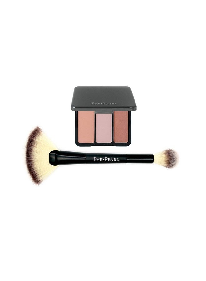 EVE PEARL Blush Trio Blush Palette Long Lasting Skincare Makeup And Dual 204 Fan Highlighter Hypoallergenic Brush Set Make Up Kitsweet Cheeks - Image 2