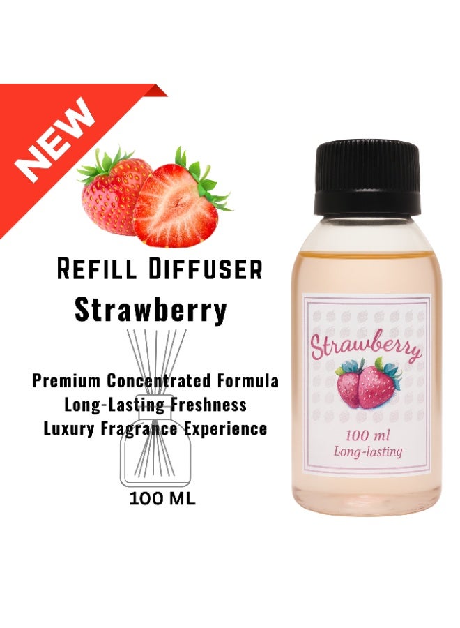 100ml Concentrated Strawberry Fragrance Refillable Bottle For All Standard Diffusers - Long-Lasting Scent For Home And Car - Safe For Health