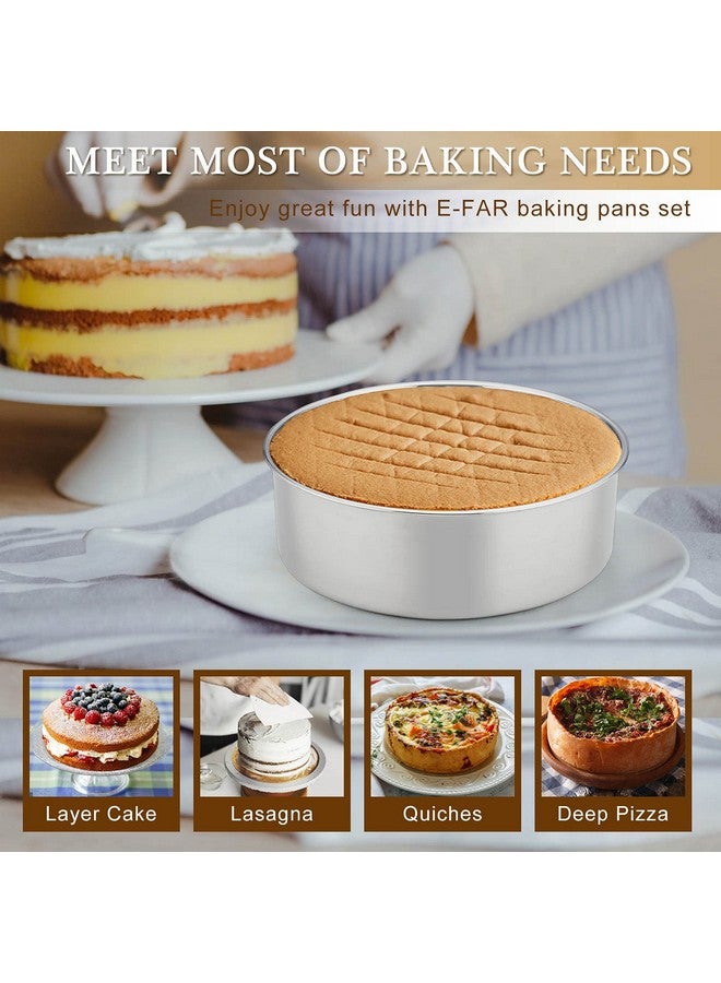 إي-فار مجموعة قوالب كيك عميقة من إي-فار، 3 قطع (6 بوصة/8 بوصة/9½ بوصة)، قوالب كيك دائرية من الفولاذ المقاوم للصدأ، قوالب كيك معدنية لحفلات الزفاف وأعياد الميلاد، مقاومة للتسرب وجانب مستقيم، غير سامة وآمنة للاستخدام في غسالة الأطباق - Image 5