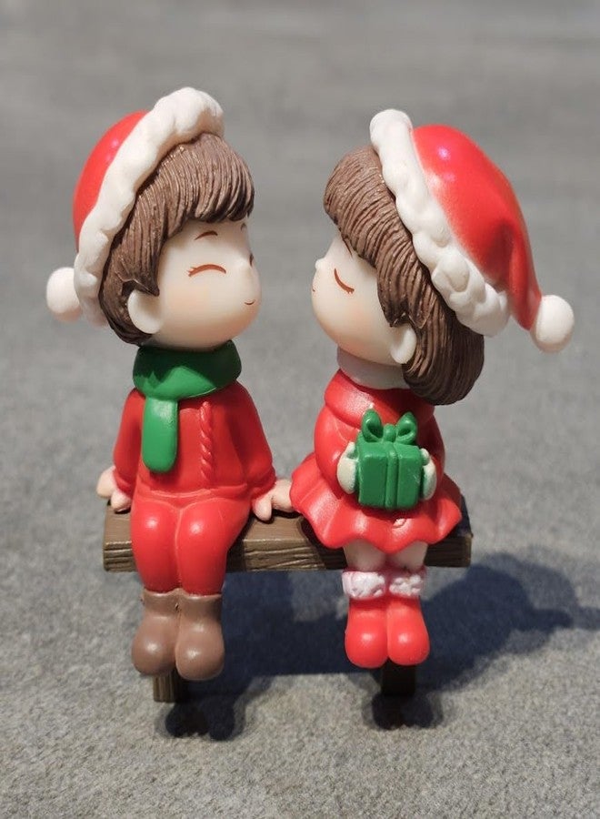 ARUNA DECOR Miniature Christmas Couple Figurines, Adorable PVC Decoration for Miniature Garden, Dollhouse Accessory & Holiday Gifting Cute Xmas Decor Collectible - Image 4