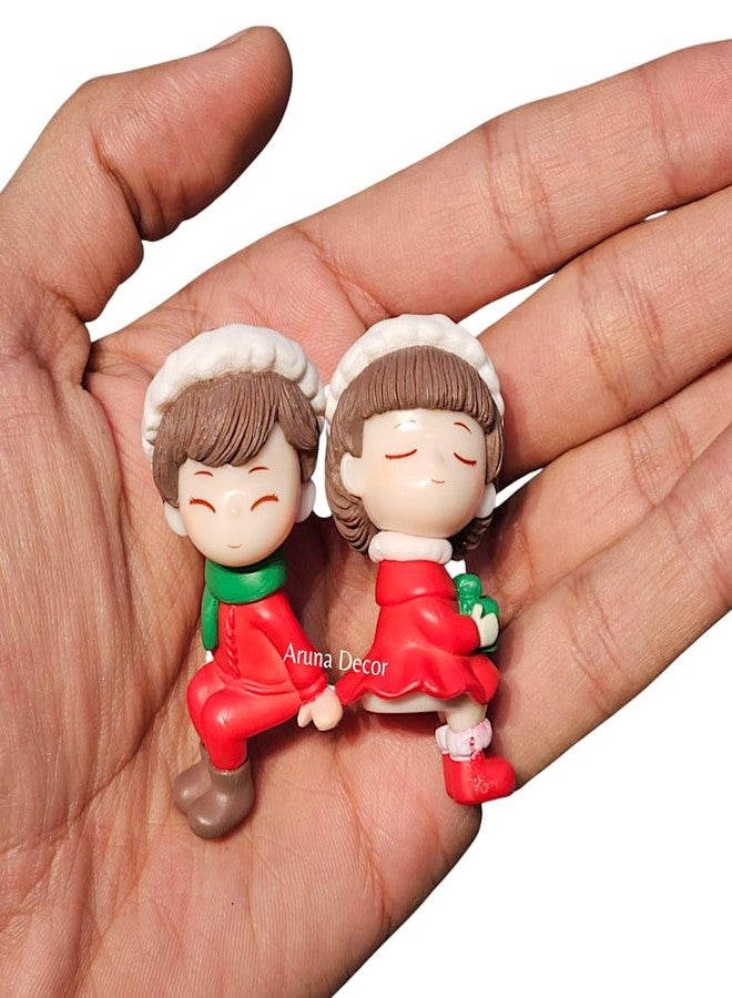ARUNA DECOR Miniature Christmas Couple Figurines, Adorable PVC Decoration for Miniature Garden, Dollhouse Accessory & Holiday Gifting Cute Xmas Decor Collectible - Image 2