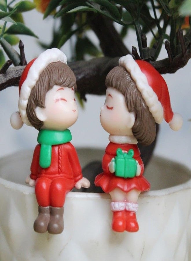 ARUNA DECOR Miniature Christmas Couple Figurines, Adorable PVC Decoration for Miniature Garden, Dollhouse Accessory & Holiday Gifting Cute Xmas Decor Collectible - Image 1