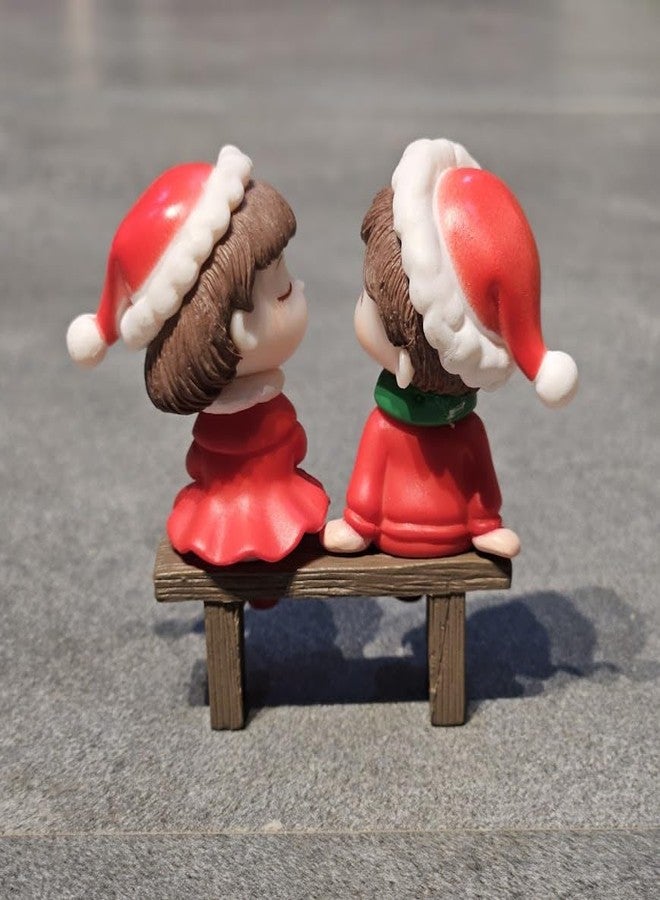 ARUNA DECOR Miniature Christmas Couple Figurines, Adorable PVC Decoration for Miniature Garden, Dollhouse Accessory & Holiday Gifting Cute Xmas Decor Collectible - Image 3