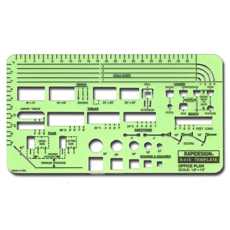 Rapidesign Office Plan Template, 1/8 Inch Scale, 1 Each (R610) - Image 4