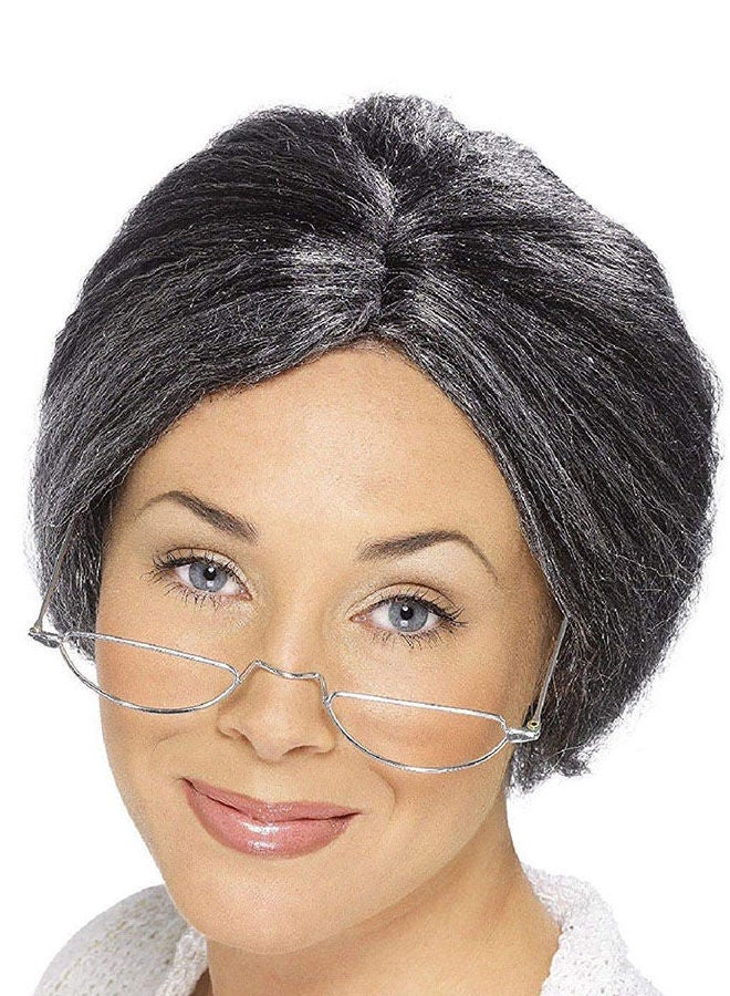 NIBEMINENT Old Lady Bun Wig Black