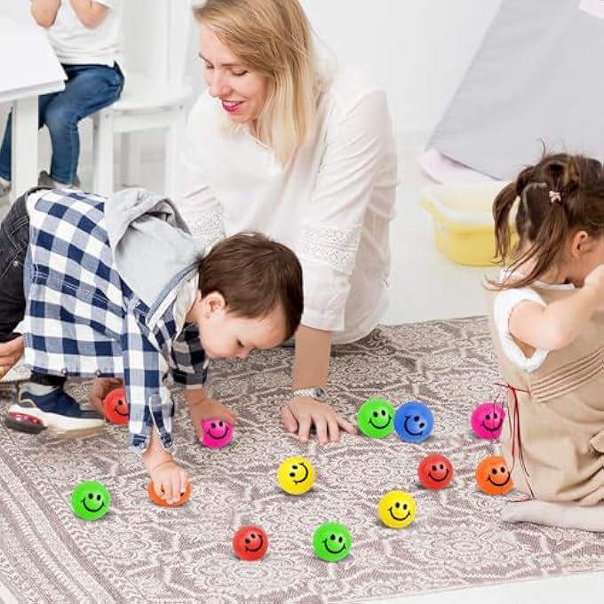 Oleitodh 96 حزمة كرات ضغط وجه مبتسم 2 بوصة كرات ضغط مضحكة ملونة كرات ضغط مصغرة من الفوم لألعاب أصابع، جوائز مدرسية، حشوات حقائب الحفلات - Image 4