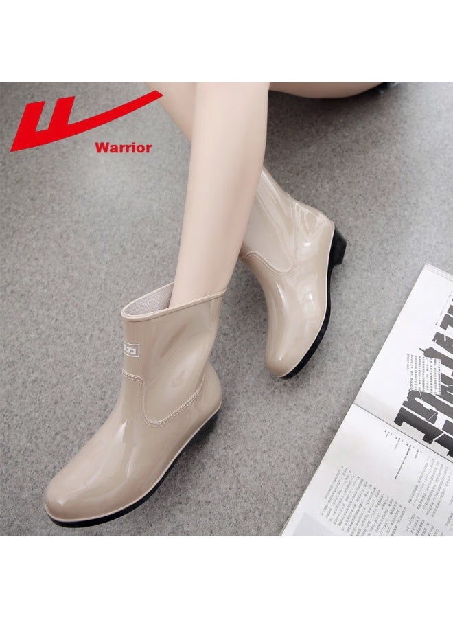 Warrior Rain Boots For Women, Mid-calf, Waterproof, Non-slip, Rubber Shoes, Wear-resistant, Model Hl52s, Khaki, Size 40 - Image 1