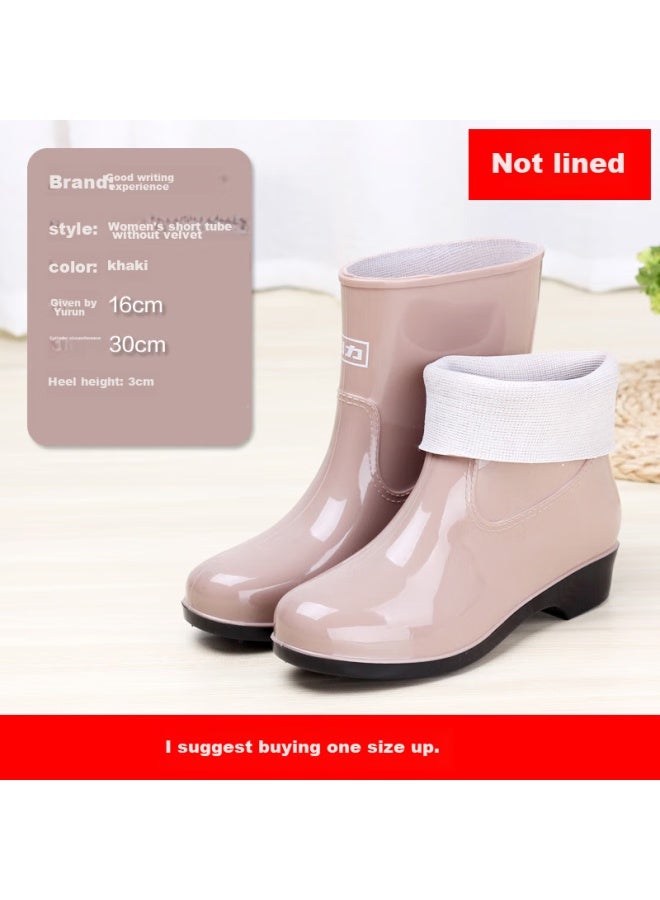 Warrior Rain Boots For Women, Mid-calf, Waterproof, Non-slip, Rubber Shoes, Wear-resistant, Model Hl52s, Khaki, Size 40 - Image 3