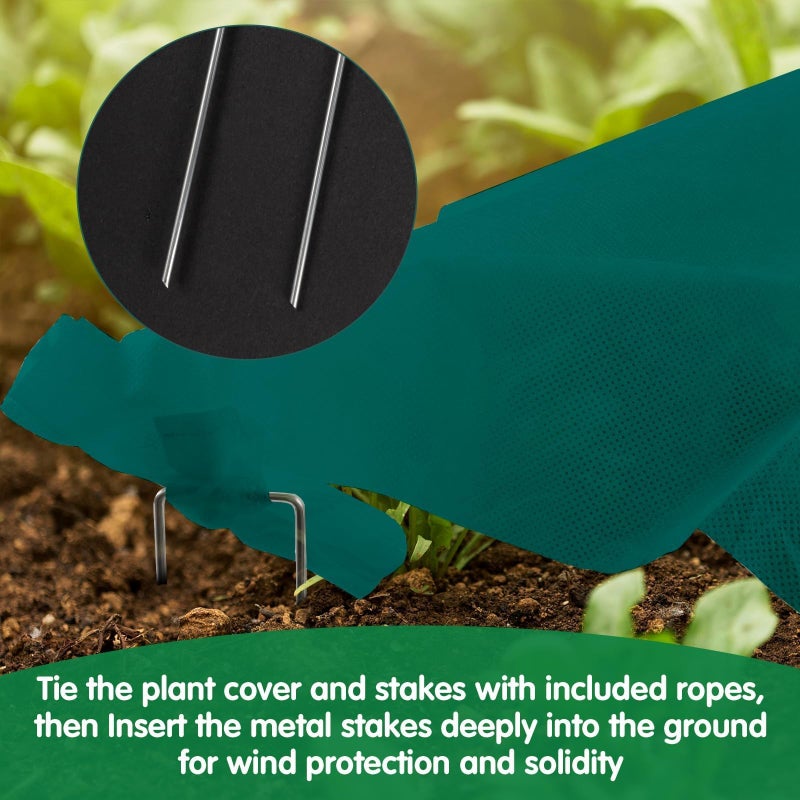 kockuu Plant Covers Freeze Protection, 10ft x 30ft 1.41 oz/ydÂ² Frost Cloth Plant Blankets Floating Row Covers with 20 Stainless Steel Clips for Winter Plants Gardens Frost/Sun Pests Protection, Dark Green - Image 3
