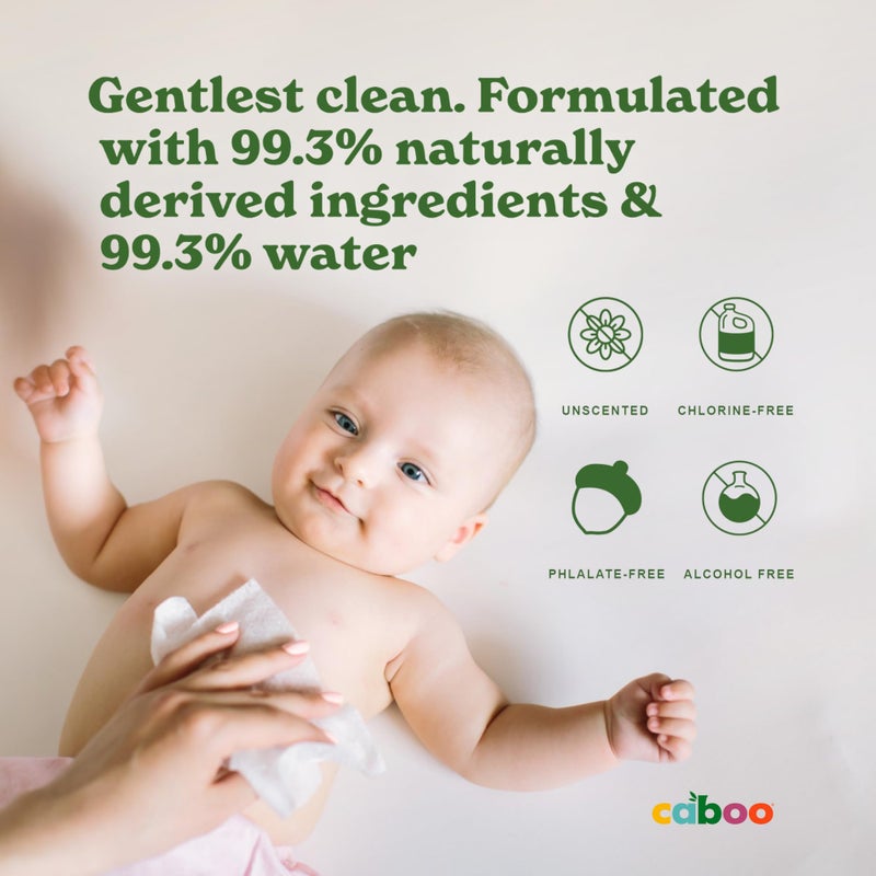 Caboo Baby Wipes, Made with Bamboo Viscose, Certified Made Safe Ingredients, Unscented Baby Wipes Good for Sensitive Skin, 72 Wipes Per Travel Pack, Total of 216 Wet Wipes - Image 3