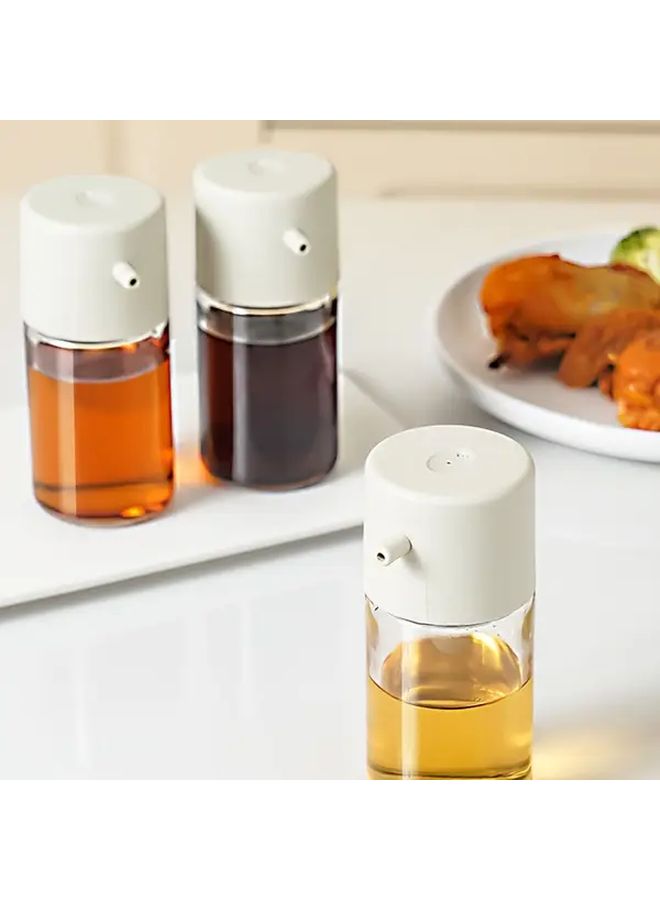 Beige Glass Kitchen Oil Dispenser 2pcs Food Grade No Residue For Soy Sauce Vinegar Cooking Oil - Image 4
