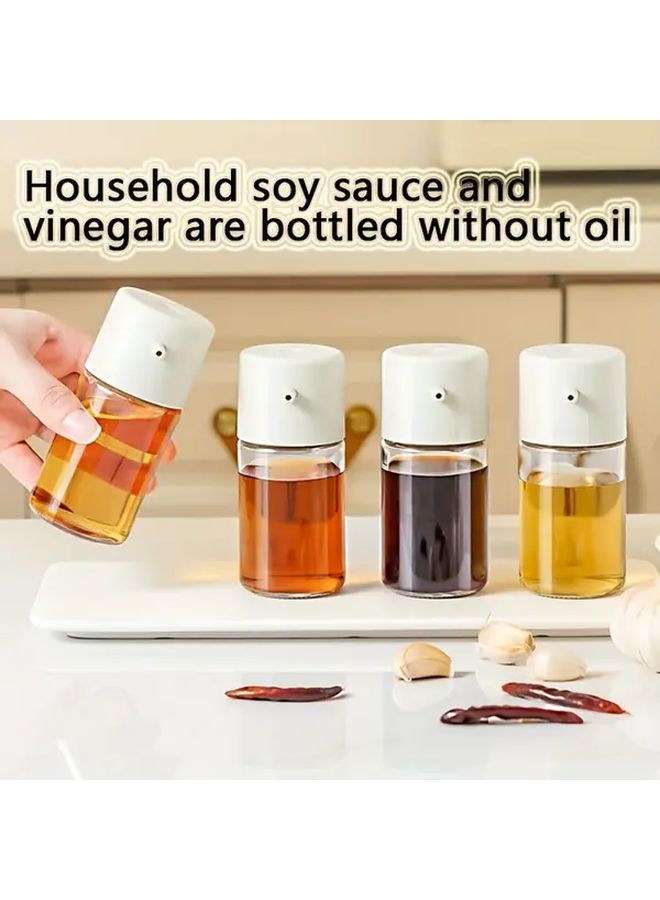 Beige Glass Kitchen Oil Dispenser 2pcs Food Grade No Residue For Soy Sauce Vinegar Cooking Oil - Image 1