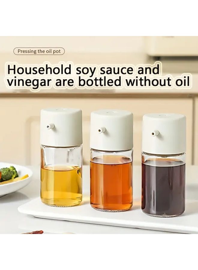 Beige Glass Kitchen Oil Dispenser 2pcs Food Grade No Residue For Soy Sauce Vinegar Cooking Oil - Image 2