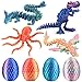 BUUFAN 4PCS 3D Printed Dragon Octopuses with Egg Easter Basket Stuffers Easter Egg 3D Printed Animals Toy Set - Image 2