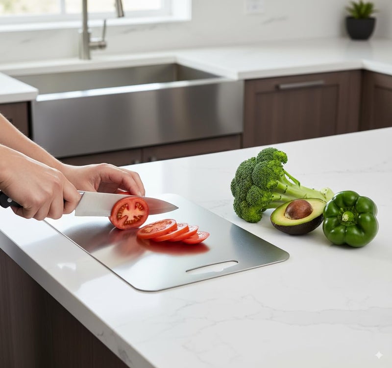 Kolar Large Stainless Steel Cutting Board – 36 x 25 cm Premium Heavy-Duty Metal Chopping Board for Kitchen, Big Size Pad for Vegetables, Fruits & Meat - Image 5