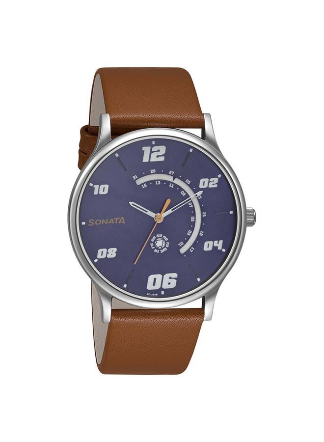 Sonata Round Shape Leather Band Analog Wrist Watch- 77105SL04 - Image 4