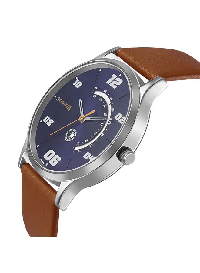 Sonata Round Shape Leather Band Analog Wrist Watch- 77105SL04 - Image 2