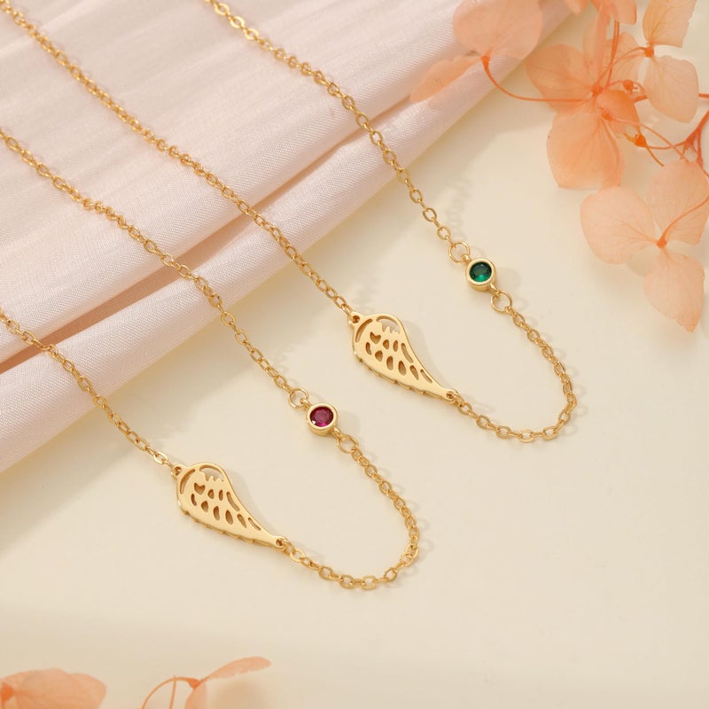 Sistble Memorial Gifts for Loss of Mom Dad Son Daughter Birthstone Necklace Sympathy Gifts Sorry for Your Loss Guardian Angel Wings Necklace Condolences Remembrance Bereavement Grieving Gift Jewelry - Image 5