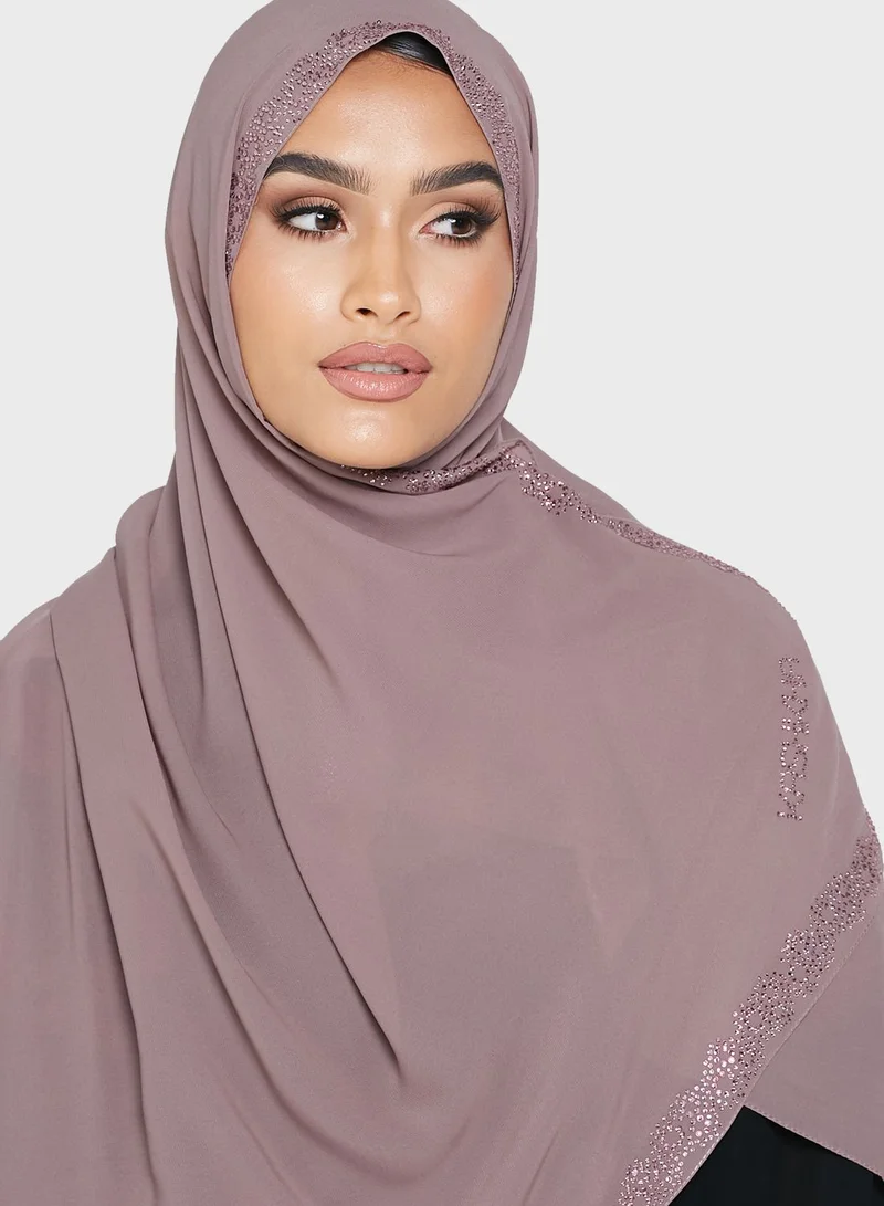 KASHKHA Chiffon Hijab With Stone Work