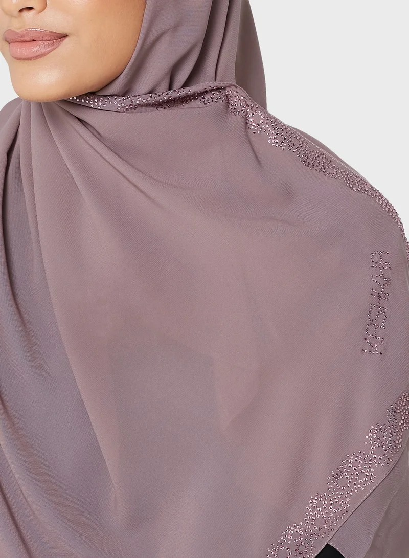 KASHKHA Chiffon Hijab With Stone Work