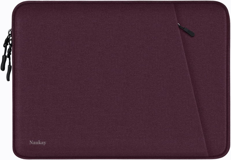 Naukay Laptop Sleeve Bag 13.3 Inch  Shockproof Protective Computer Cover With Accessories Pocket  Laptop Case Compatible With Macbook Air/Pro 13-13.3 Inch  Compatible For Macbook Pro 14 Inch  Magenta - Image 1