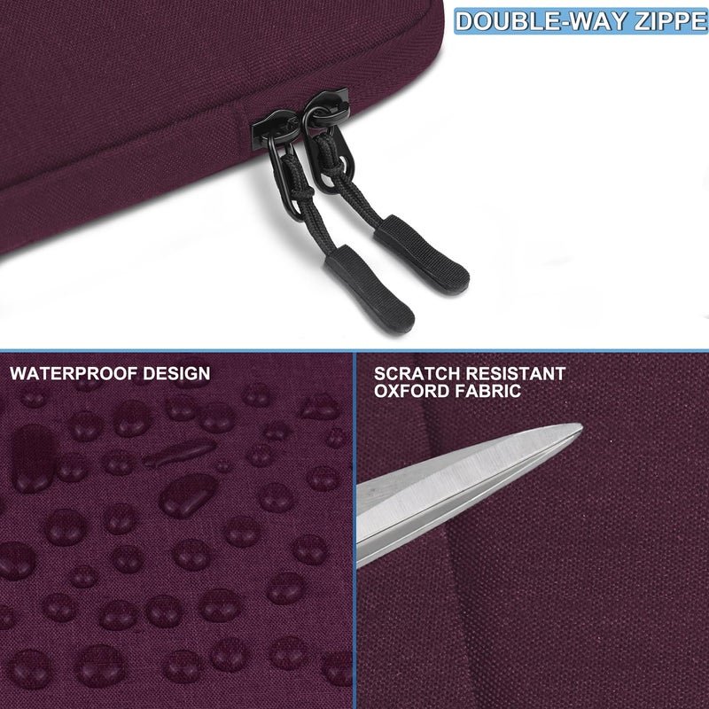 Naukay Laptop Sleeve Bag 13.3 Inch  Shockproof Protective Computer Cover With Accessories Pocket  Laptop Case Compatible With Macbook Air/Pro 13-13.3 Inch  Compatible For Macbook Pro 14 Inch  Magenta - Image 5