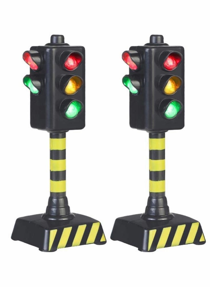 SYOSI Traffic Light Toy, Mini Traffic Signal Light Model Toy Child Educational Toy, Pack of 2 - Image 1
