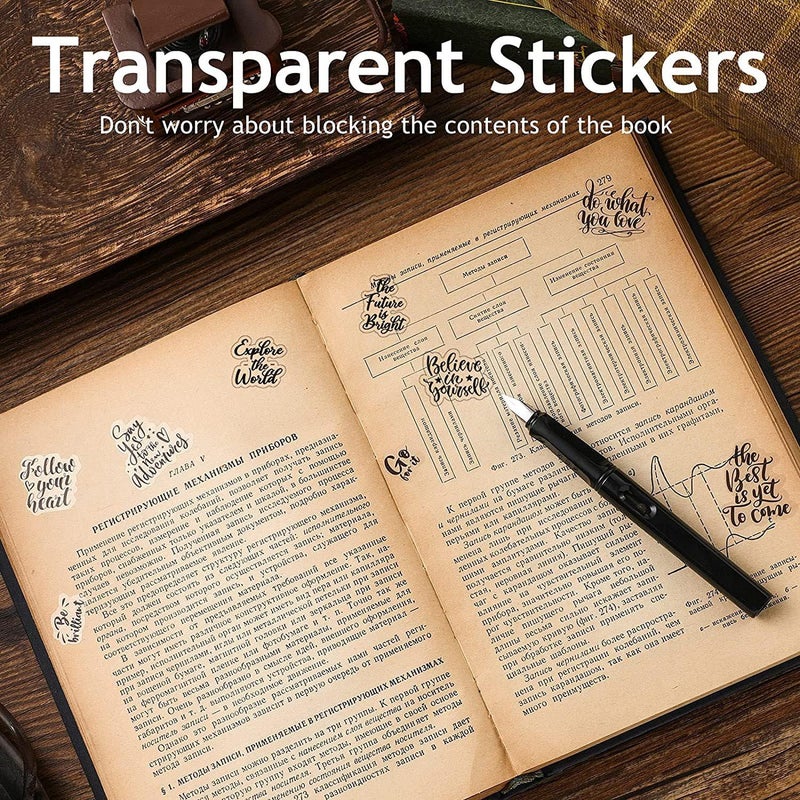 Yoksas 100Pcs Black Inspirational Quotes Stickers - Waterproof Transparent Motivational Words Stickers for Scrapbooking,Journaling,Resin Crafts Art,Tumbler - Image 4