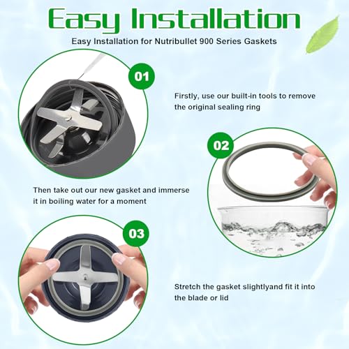 FOJOO Gasket Replacement Rubber Seal Rings for Nutribullet 900 Series & 600W, Food-Grade Silicone Rubber Ring Gaskets, Compatible with Blender Replacement Parts Accessories - Image 5