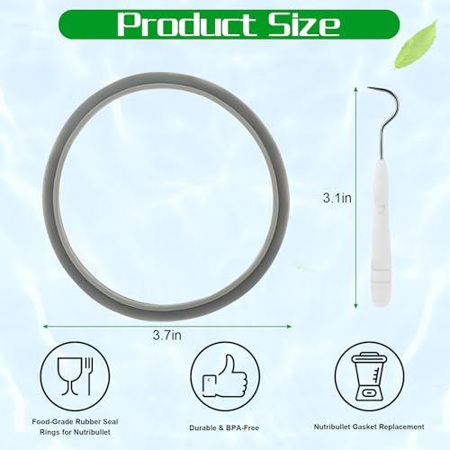 FOJOO Gasket Replacement Rubber Seal Rings for Nutribullet 900 Series & 600W, Food-Grade Silicone Rubber Ring Gaskets, Compatible with Blender Replacement Parts Accessories - Image 2
