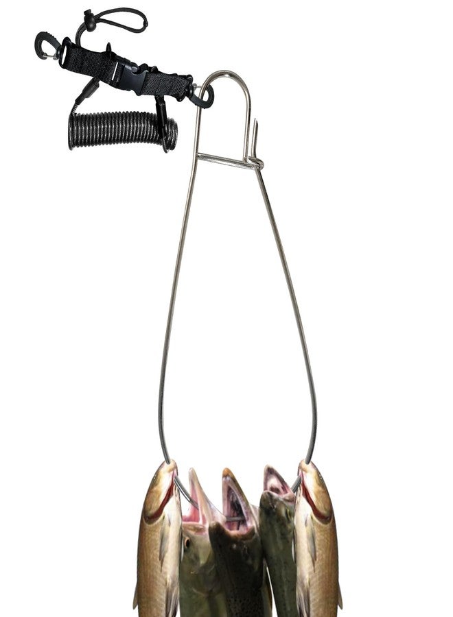 YEESOOM Fish Stringer Clip Large, Fishing Stringer Carry Multiple Large Fish, Quick Release 78”Steel Core Lanyard, Designed for Spearfishing, Kayak Fishing & Scuba Diving, Stainless - Image 1