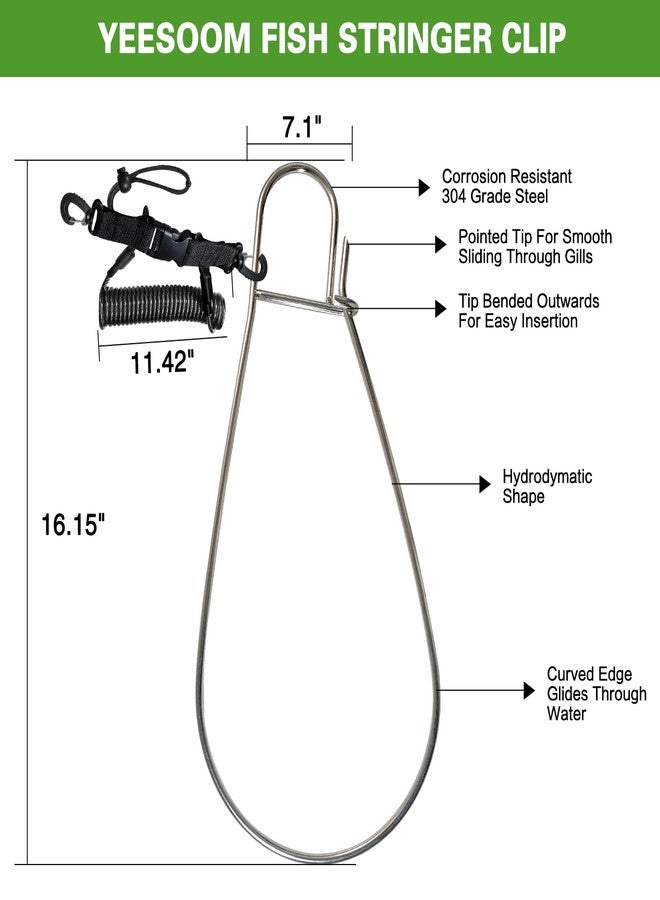 YEESOOM Fish Stringer Clip Large, Fishing Stringer Carry Multiple Large Fish, Quick Release 78”Steel Core Lanyard, Designed for Spearfishing, Kayak Fishing & Scuba Diving, Stainless - Image 2