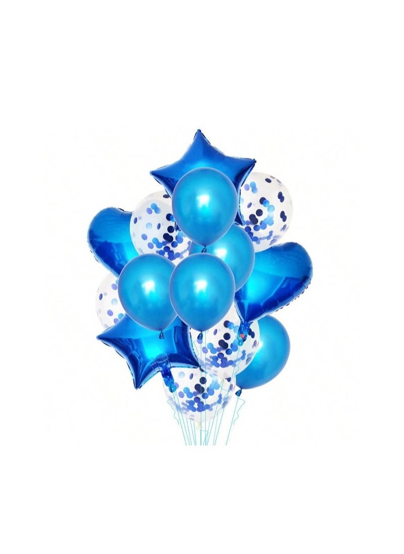 Generic - Blue latex and aluminum balloons for decorating birthday parties, baby showers and special parties, 14 pieces - Image 1