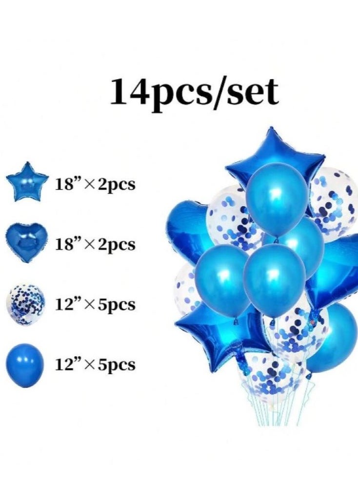 Generic - Blue latex and aluminum balloons for decorating birthday parties, baby showers and special parties, 14 pieces - Image 1