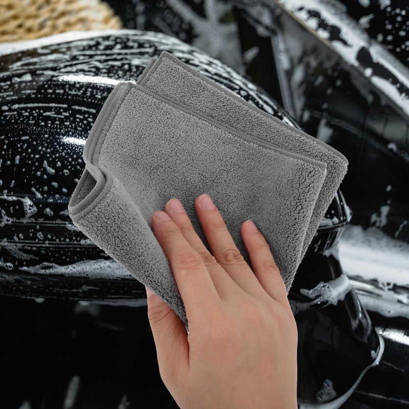 Gray Microfiber Car Wash Cloth 30x30cm Double Sided Absorbent For Drying Detailing - Image 5