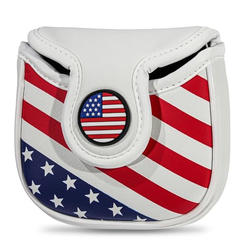 Frimon Mallet Putter Cover HeadcoverHeel Shaft Mallet Cover Square with Magnetic Closure USA Stars and Stripes - Image 1