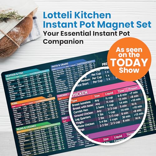 LOTTELI KITCHEN Instant Pot Cooking Times Chart - Pressure Cooker Accessories Cook Times - Easy to Use & Clean Strong Magnet As Seen on The Today Show - Instant Pot Cheat Sheet Magnet Set Quick Guide (Black) - Image 2
