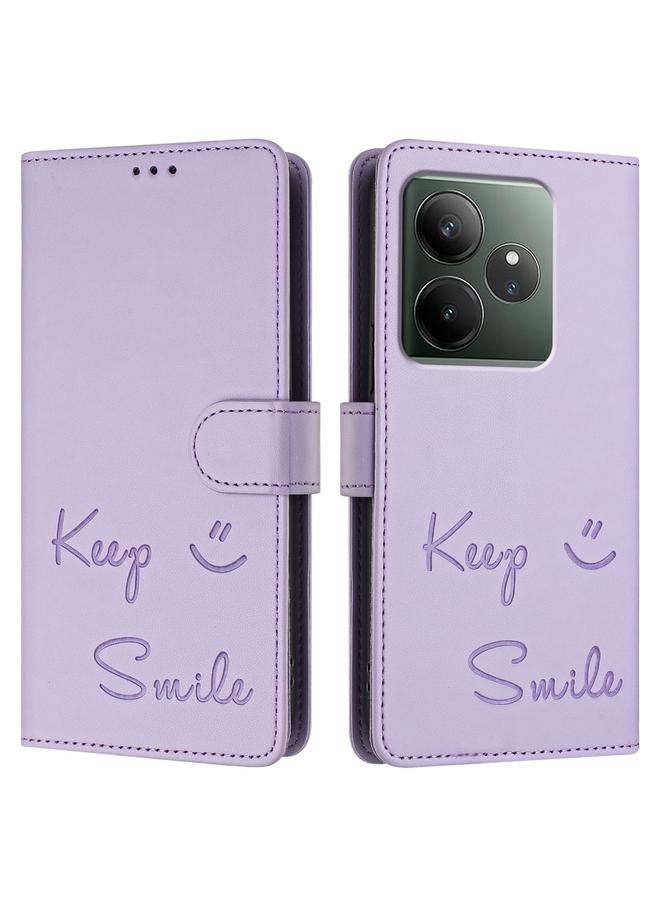 اس-توب جراب لهاتف Realme GT 6 / 6T 5G جراب هاتف جلدي بنقش ابتسامة عالمية بتقنية RFID - Image 3