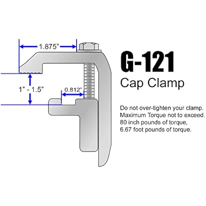 rayihni G-121 Utility Cargo Rail System Mounting Clamps for Caps and Shells on Toyota Tundra '07 & Newer, Tacoma '05 & Newer and Jeep Gladiator (.0812 inch, 4 pk G-121) - Image 2