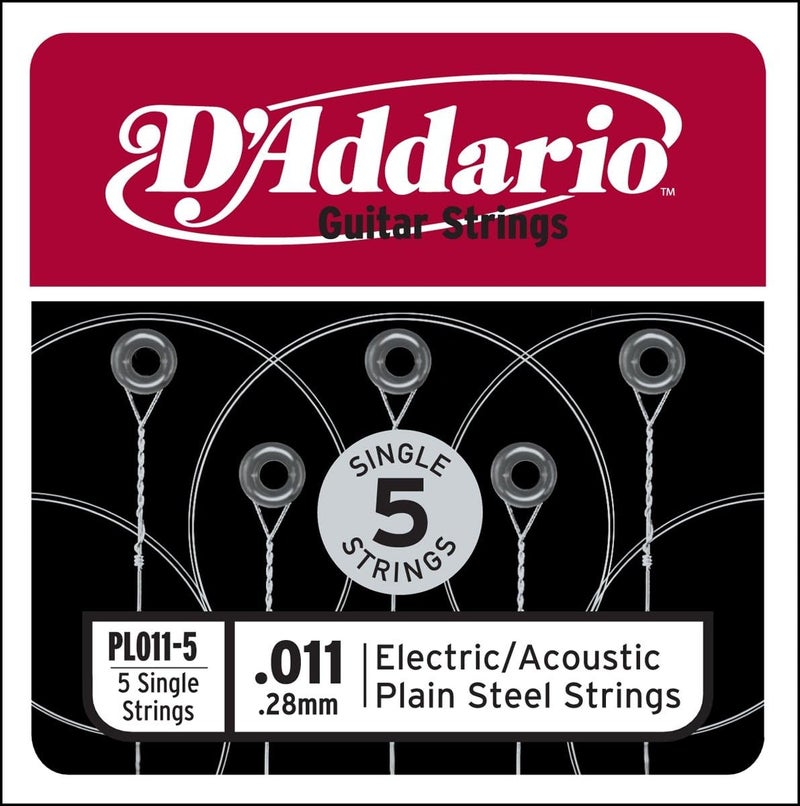 D'Addario PL011-5 Plain Steel Guitar Strings - 5-Pack