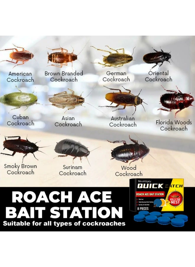 MOONSPRY Cockroach Killer Bait Station 8 Pieces 48H Fast Elimination of Nests Child-Safe Odorless for Home/Office/Hotel/Warehouse - Image 3