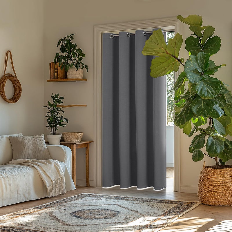 ChrisDowa Blackout Curtains 72 inches Long for Bedroom - Grommet Thermal Insulated Room Darkening Curtains for Living Room (1 Panel  Grey  42 x 72 Inch) - Image 2