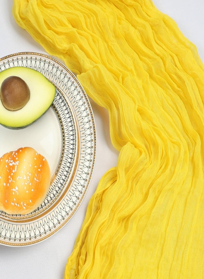CKIKU 6 Pack 10FT Lemon Yellow Cheesecloth Table Runner 120 Inch Long Gauze Rustic Boho Spring Cheese Cloth Table Runner Sheer Fabric Decorations for Holiday Party Wedding Banquet Bridal Baby Shower Décor - Image 5