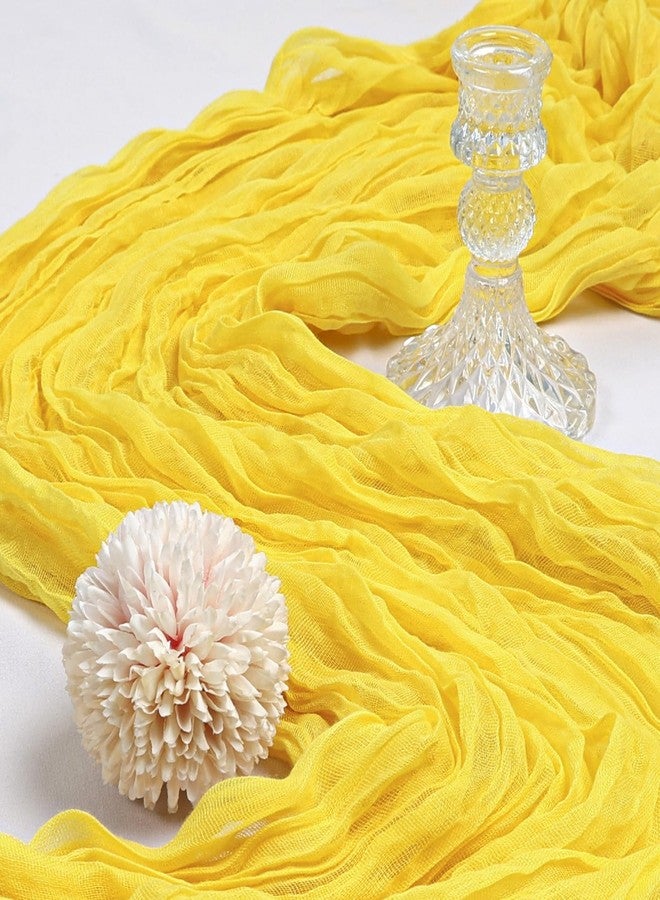CKIKU 6 Pack 10FT Lemon Yellow Cheesecloth Table Runner 120 Inch Long Gauze Rustic Boho Spring Cheese Cloth Table Runner Sheer Fabric Decorations for Holiday Party Wedding Banquet Bridal Baby Shower Décor - Image 3