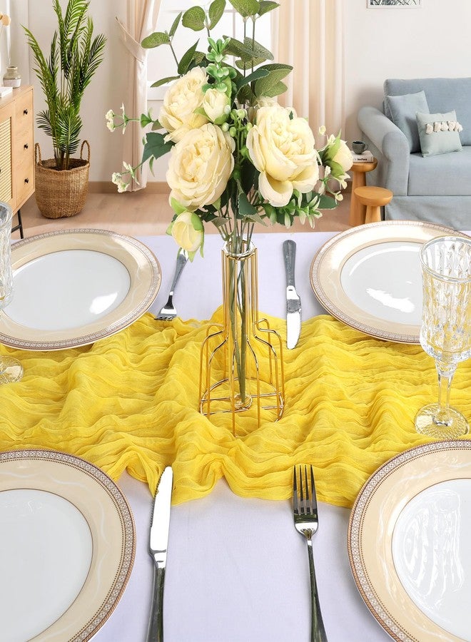 CKIKU 6 Pack 10FT Lemon Yellow Cheesecloth Table Runner 120 Inch Long Gauze Rustic Boho Spring Cheese Cloth Table Runner Sheer Fabric Decorations for Holiday Party Wedding Banquet Bridal Baby Shower Décor - Image 4