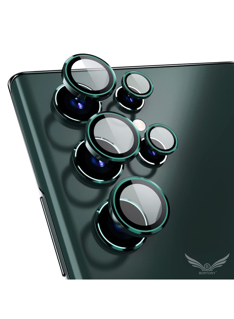 BORTONY Galaxy S22 Ultra Camera Lens Protector 3+2PCS 9H Tempered Glass Camera Protection Cover with Metal Individual Ring for Samsung Galaxy S22 Ultra 5G - Image 1